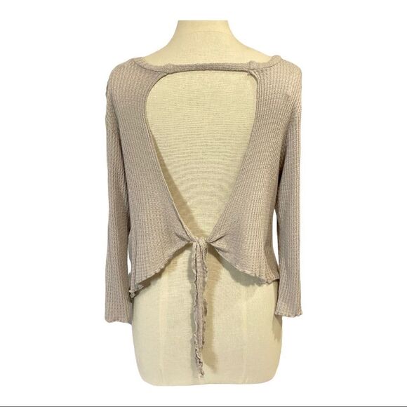 West Of Melrose Gray Open Back Long Sleeve Knit Top - Picture 2 of 7